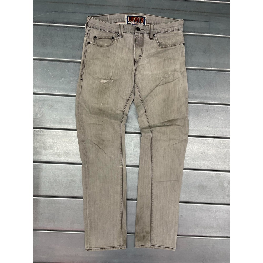 Vintage Levis 511 Jeans Mens 32X32 Gray Light Wash Skinny Leg‎ Distressed Faded